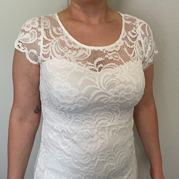 Short Lacey White Dress - Picture 2 of 6